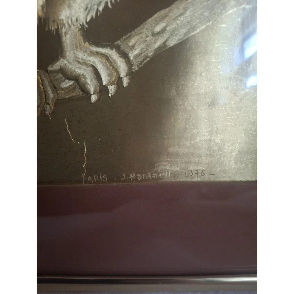 Vintage Manifestations Optical Illusionary Art Gold Foil Owl Framed VTG 1976